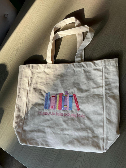 I’d rather be home with my books | Canvas Bag