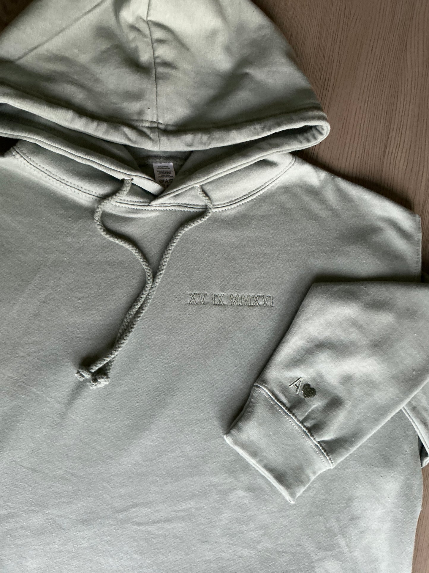 Personalised date and initial hoodie