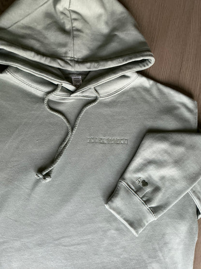 Personalised date and initial hoodie