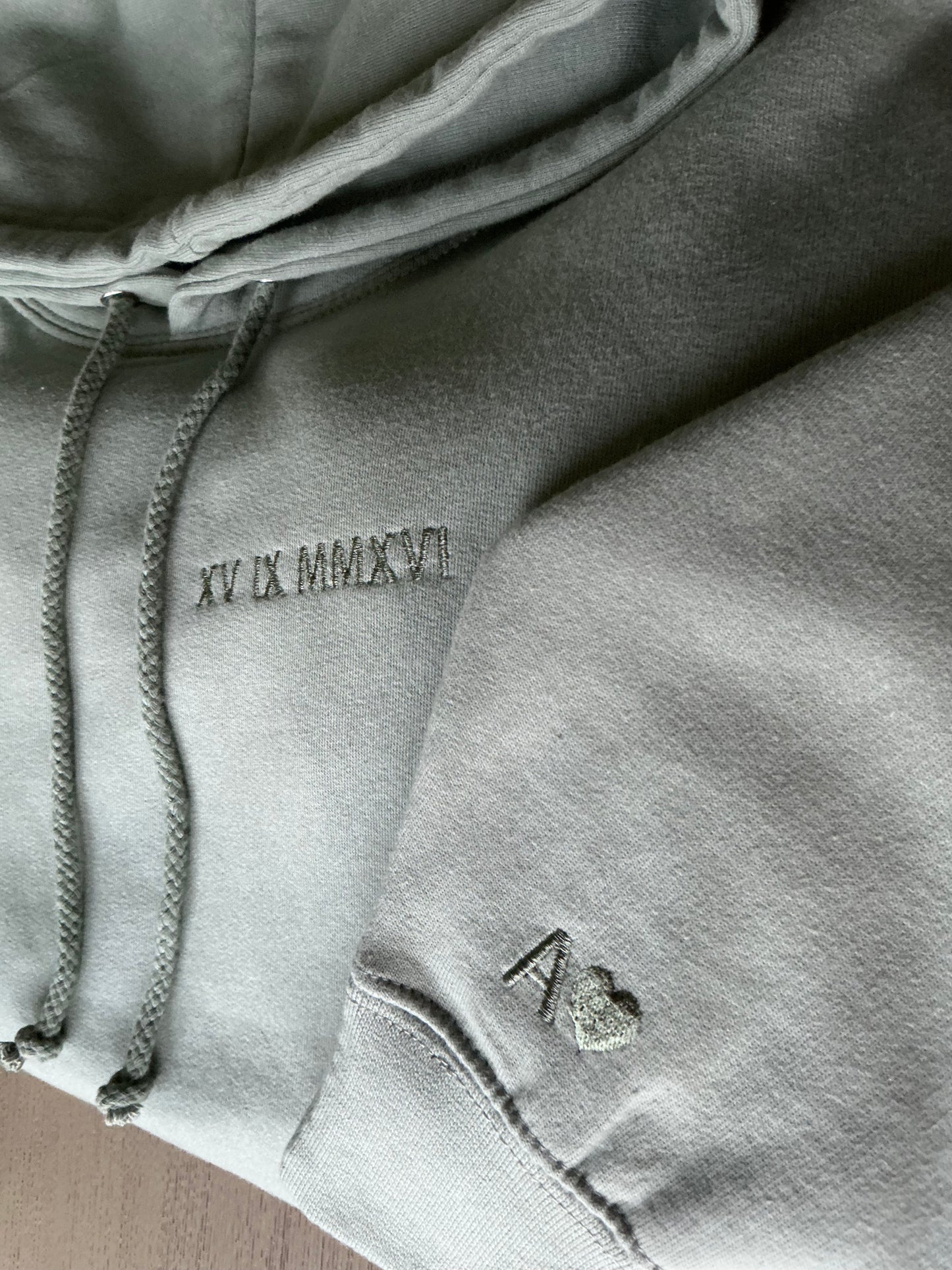 Personalised date and initial hoodie