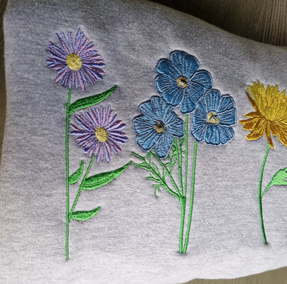 Personalised Embroidered Birth Flower Sweatshirt Gift