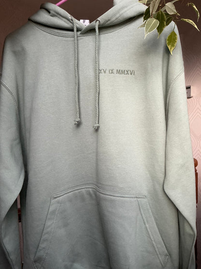 Personalised date and initial hoodie