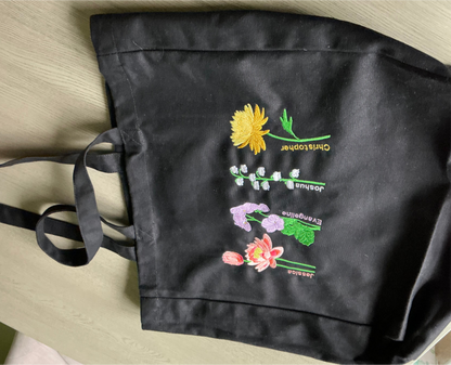 Embroidered Birth Month Flower Tote Bag: Personalised Floral Gift