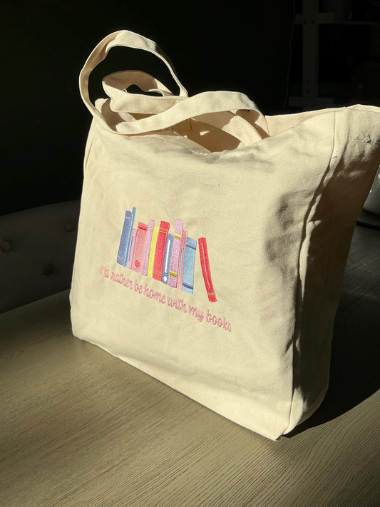 I’d rather be home with my books | Canvas Bag