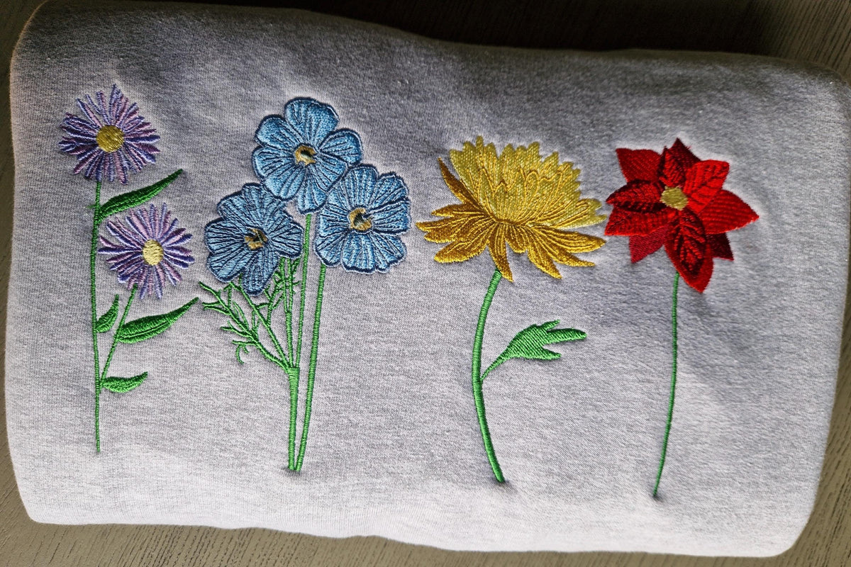 Personalised Embroidered Birth Flower Sweatshirt Gift