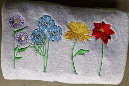 Personalised Embroidered Birth Flower Sweatshirt Gift