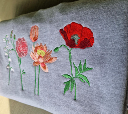 Personalised Embroidered Birth Flower Sweatshirt Gift
