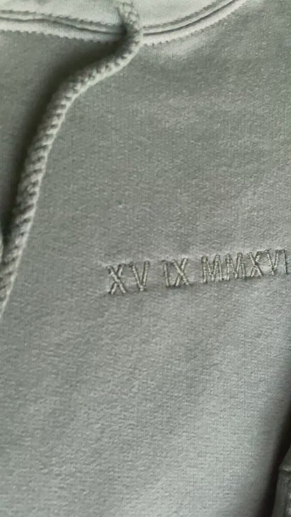 Personalised date and initial hoodie